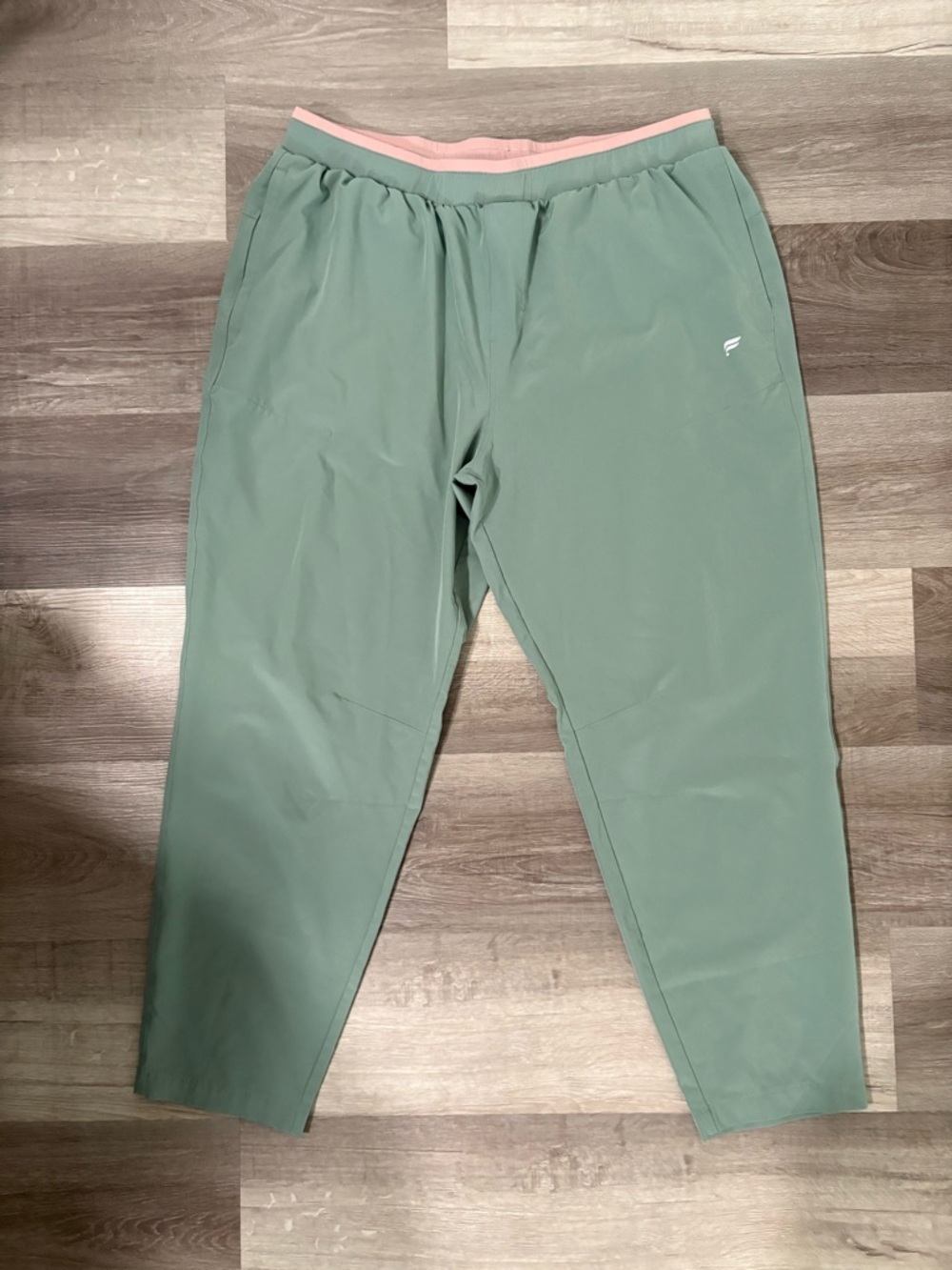 Fabletics Green Jogger Pants with Pink Waistband